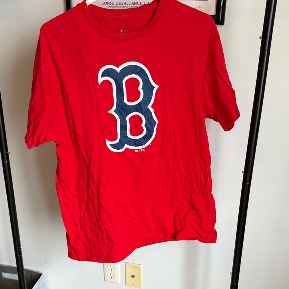 Majestic Red Tee with Navy Boston 'B' Logo
